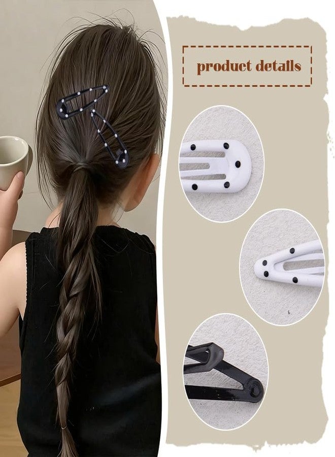 Kefley Polka Dot Snap Hair Clips Cute Black White Dotted French Hairpins Barrettes Snap Clips for Hair Clips Pins Non Slip Small Aesthetic Water-Drop Hairclips Barrettes Set of 10 - Image 5